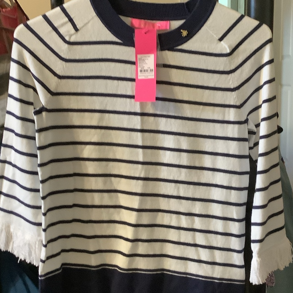 Lilly Pulitzer‎ Navy and White Striped Dasha Sweater, new